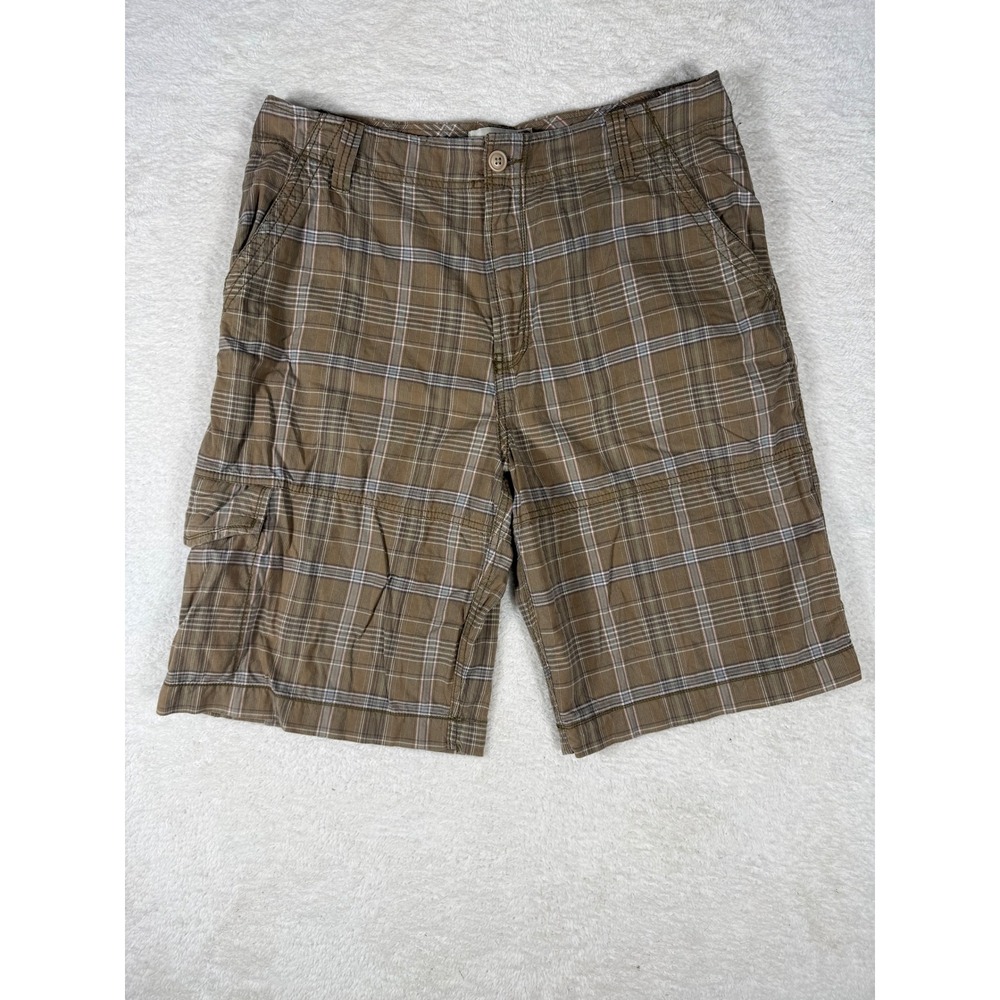 Aeropostale Cargo Shorts Mens 36 Brown Plaid Y2K Condition Casual Utility Summer